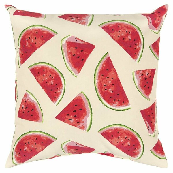 Homeroots Red & Beige Watermelon Indoor & Outdoor Throw Pillow 403537